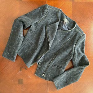 Navy Ann Taylor Woven Jacket sz 4